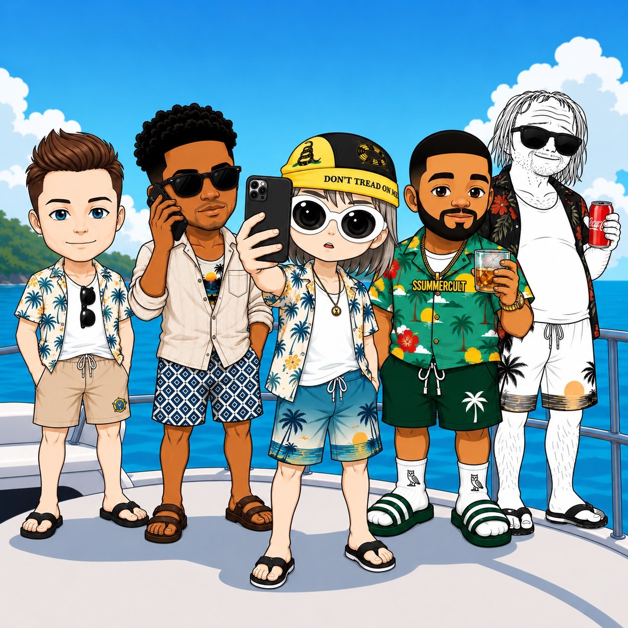 Summer Cult crew on a boat deck